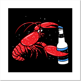 Lobster Drinking Beer Posters and Art